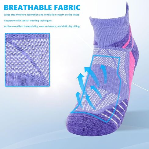 Dohia Womens Ankle Socks Athletic Cushioned Anti-blister Low Cut Comfort Breathable Performance Athletic Socks D3-NSDW in Kuwait