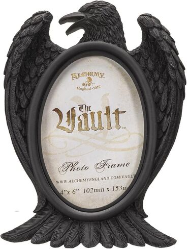 Pacific Giftware Black Raven Picture Frame, 8.86-inch Height, Resin, Holds 4x6 Photo, Black, Home Décor, Tabletop Décor, Halloween in Saudi Arabia