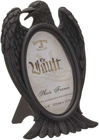 Pacific Giftware Black Raven Picture Frame, 8.86-inch Height, Resin, Holds 4x6 Photo, Black, Home Décor, Tabletop Décor, Halloween in Saudi Arabia