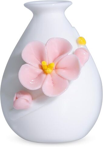 Handmade Ceramic Flower Vases, White with Plum Blossom Sculpture, Small (Long-Necked vase) in Saudi Arabia