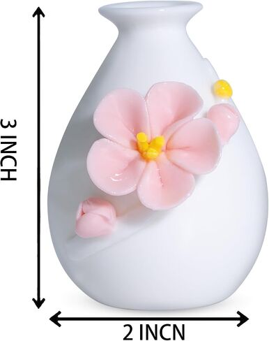 Handmade Ceramic Flower Vases, White with Plum Blossom Sculpture, Small (Long-Necked vase) in Saudi Arabia