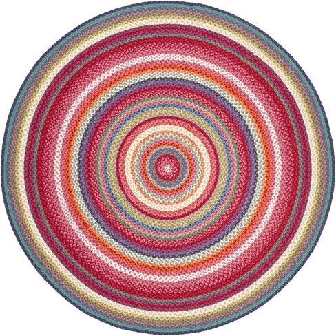 SAFAVIEH Braided Collection 6' Round Multi BRD316A Handmade Boho Reversible Area Rug in Saudi Arabia