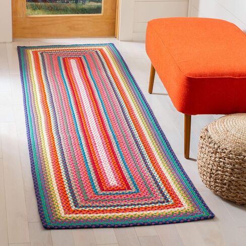 SAFAVIEH Braided Collection 6' Round Multi BRD316A Handmade Boho Reversible Area Rug in Saudi Arabia