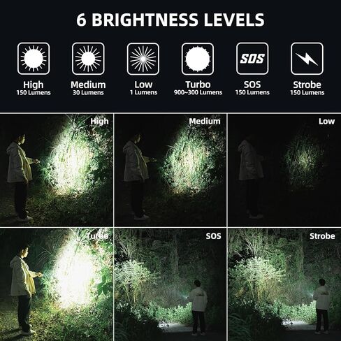 WUBEN E05 مصباح يدوي صغير قابل لإعادة الشحن، 900 لومن مصباح يدوي مغناطيسي فائق السطوع مع 6 أوضاع إضاءة، IP68 مصباح جيب مقاوم للماء للتخييم في الهواء الطلق في حالات الطوارئ الداخلية in Kuwait