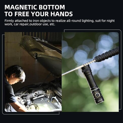 WUBEN E05 مصباح يدوي صغير قابل لإعادة الشحن، 900 لومن مصباح يدوي مغناطيسي فائق السطوع مع 6 أوضاع إضاءة، IP68 مصباح جيب مقاوم للماء للتخييم في الهواء الطلق في حالات الطوارئ الداخلية in Kuwait