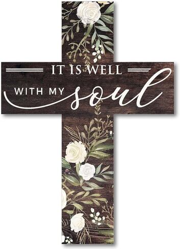It is Well with My Soul Wooden Signs Decor with Sayings Decor Wooden Sign Wall Cross in Saudi Arabia