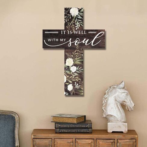It is Well with My Soul Wooden Signs Decor with Sayings Decor Wooden Sign Wall Cross in Saudi Arabia