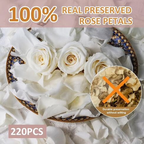 Dried Real White Rose Petals, 2.1oz Freeze Preserved Flower Petals for Valentine's Day Gifts Wedding Party Decor, Flower Girl, Dinner table Centerpieces, Bridal Shower, Flower Confetti in Saudi Arabia