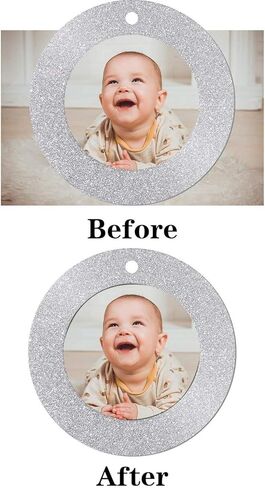 12 Pieces Christmas Magnetic Photo Frame Ornaments with Twine, Glitter Round Holiday Picture Frames Gifts and Tree Decoration for Valentines Day Party Favor (Silver) in Saudi Arabia