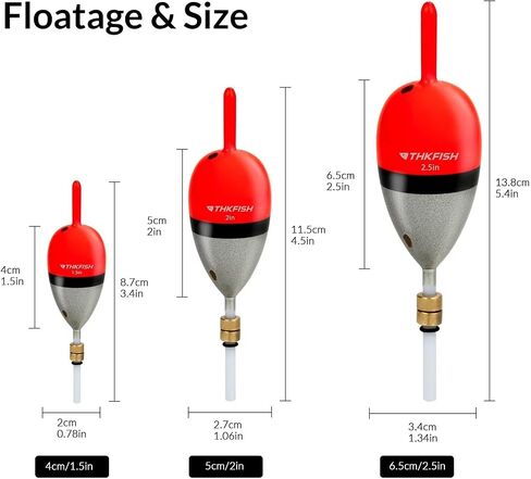 THKFISH Fishing Bobber Slip Bobber Fishing Floats for Crappie Balsa Bobbers for Panfish,Walleye,Salmon Floatage in Saudi Arabia