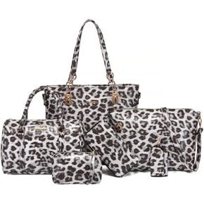 ZiMing 6Pcs Handbags and Purse Set for Women PU Leather Shoulder Tote Bag Crossbody Bag Satchel Top Handle Handbag Bag Wallet