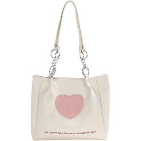 Ophlid Cute Tote Bags for Women Girls Heart Soft Leather Shoulder Totes Purse Shopping Bag Satchel Handbag for Work