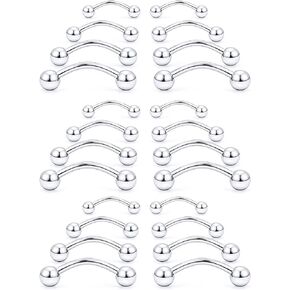 Vsnnsns 12G 14G 16G 20G Daith Rook Earring Piercing Surgical Stainless Steel Curved Barbell Eyebrow Rings Cartilage Tragus Forward Helix Piercing Jewelry for Women Men 6MM 8MM 10MM 12MM 14MM