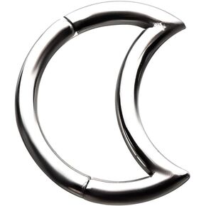 Pierced Owl - 16-18GA Stainless Steel Crescent Moon Shaped Cartilage Helix Daith Hinged Segment Ring