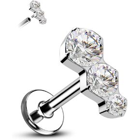 G23 Solid Titanium Cartilage Earrings Stud 16G 8MM Internally Threaded Cartilage Tragus Helix Piercing Jewelry Surgical Steel