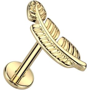 Pierced Owl 16GA F136 Implant Grade Titanium Internally Threaded Leaf Top Flat Back Stud