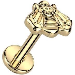 Pierced Owl 16GA F136 Implant Grade Titanium Internally Threaded Bee Top Flat Back Stud
