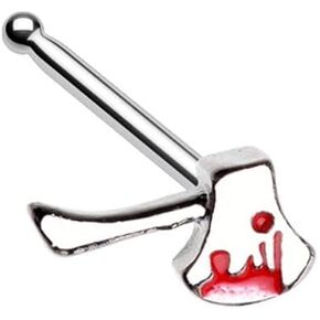 Pierced Owl 20GA Stainless Steel Bloody Axe Nose Bone Stud