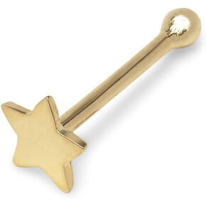 JewelryWeb 14k Real Yellow Gold 20G 5mm Small Polished Flat Star Nose Stud Piercing