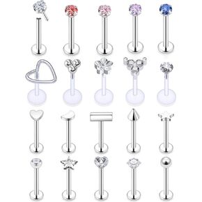 Cisyozi 16G دفع بدون خيوط في الشفاه Labret Monroe Medusa Rings Studs 316L الفولاذ الجراحي البلاستيك الغضروف الزنمة اللولبية محارة الأذن حلق مجوهرات ثقب الجسم للنساء والرجال 8 مم in Kuwait