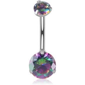 1pcs G23 14G Titanium Belly Button Rings 6mm/8mm/10mm/12mm/14mm Length CZ Barbells Stud Body Piercing White/Pink/Colorful Cubic Zirconia Navel Piercing Jewelry