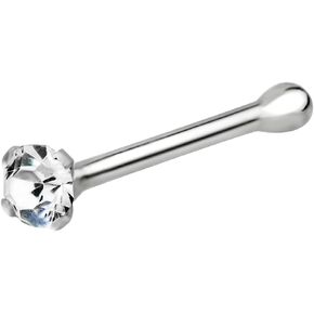 Forbidden Body Jewelry .925 Sterling Silver 20G Clear CZ Crystal Nose Stud with Ball End