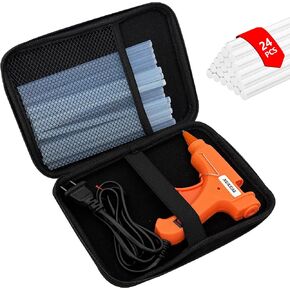 Hot Glue Gun Kit, NUKEAL Mini Melt Hot Glue Gun with EVA Carrying Case and 24 PCS Glue Sticks for Crafts, School DIY Arts, and Home Repair (20 Watts, Orange)