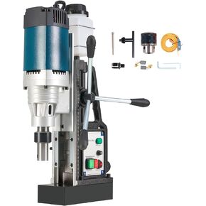 ZELCAN Magnetic Drill Press with 6 Drill Bits, 1550W Mag Drill Press with 2" Dia. 3125 lbf/13900N Mag Force, 650 rpm Power Magnetic Drill with Stepless Speed & Reversible Direction for Metal Surface