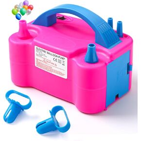 Voircoloria Balloon Pump Electric, Portable Automatic Dual Nozzle Inflator 110V 600W with Tying Tools for Birthday Gender Reveal Baby Shower Balloons Party Decorations