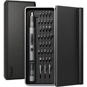 Precision Electric Screwdriver Set with LED Screen, 36 in 1 Mini Rechargeable Battery Power Repair Tool Kit with 0.3N.m, Leather Aluminum Case, Micro Cordless Automatic Screw Driver for iphone PC DIY