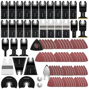 87 Pcs Oscillating Saw Blades, Wood Metal Cutting Multitool Bi-Metal Blades Quick Release Tool Blades Kits Fit for Dewalt, Makita, Ryobi, Rockwell