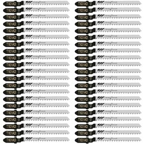 20Pcs T101B Jigsaw Blades, 4 Inch 10 TPI T-Shank Contractor Jig Saw Blades Set Made with HCS Clean Precise Straight Cutting Wood Boards Plastic PVC, Compatible with Bosch Dewalt Makita