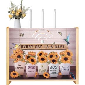 Router Shelf Wall Mount Router Storage Box, Wooden WiFi Cable Box Shelf Cord Cover Organizer, Decorative Wall Rack for WiFi Internet Wireless Device Power Wire Holder Hide, Hanging/Floor in Kuwait