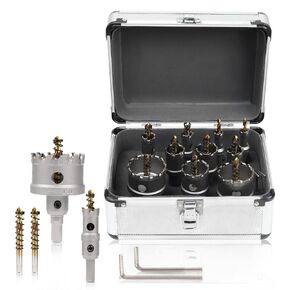 Larlarsa 10Pcs Heavy Duty Carbide Hole Saw Kit for Metal, 1/2" to 1-7/8" Inch TCT Hole Saw Set, Carbide Hole Saw with Titanium-Plated Pilot Drill bits for Metal, Steel, Iron, Wood, Plastic