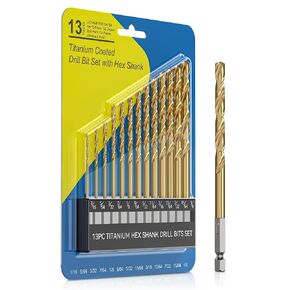 Lichamp Small Drill Bit Set for Hard Metal, 13pcs 1/16" to 1/4" Titanium Drill Bits with 1/4" Quick Release Hex Shank