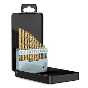 Lichamp 13-Piece HSS Drill Bit Set, Titanium Coating High-Speed Steel Drill Bits from 1/16" to 1/4" for Metal, Steel, Cast Iron, Wood, and Plastic - Comes with Indexed Steel Case