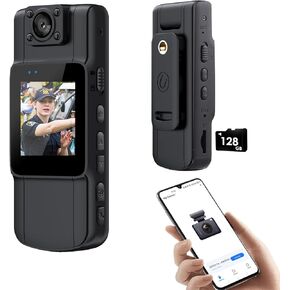 2K(1440P) WiFi Body Cam, Waterproof Law Enforcement Support Max 256GB, Wearable Personal Body Camera with Audio and Video Recording, Remote App Control, Night Vision, 180°Rotating Lens in Kuwait
