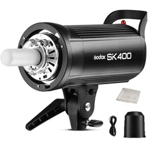 Godox SK400II 400Ws 5600K GN65 استوديو التصوير الفوتوغرافي الاحترافي ستروب فلاش ضوء أحادي للضوء للتصوير في الاستوديو مع حامل بوينز ورأس المصباح، مصباح تشكيل 150 وات للموقع، صورة فوتوغرافية - 110 فولت