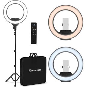 Lume Cube Ring Light Pro 18-inch - Bright Lighting for Podcasting, Streaming, and Video, Fully Adjustable Color and Brightness, Includes Phone Mount, Wireless Control, Rechargeable