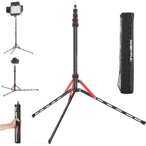 AMBITFUL Light Stand 220 cm - Aluminium Lamp Tripod Portable Tripod Lighting Tripod Load 2.5 kg Photo Light Stand for Outdoor Photography Ring Light Flash Light ，Weight 600g with Carry Bag
