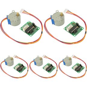 HUAREW 5pcs 5-Wire 4-Phase by 28BYJ-48 Stepper Motor, with 5 pcs ULN2003 5V Chip Stepper Motor Driver Board, Motor Cable Kit for Arduino PI PIC Raspberry Pi