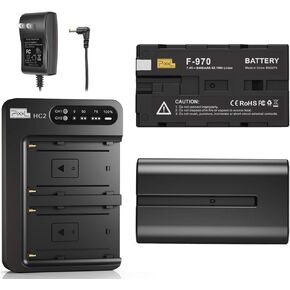 PIXEL NP-F970 Battery and Charger, 2 Pack 8400mAh NP F970 Battery with 30W Dual Channel Charger for Sony NP F750, F550, F570 and Sony TR917, CCD-SC55, Fit 60C Ring Light and K80 Video Light