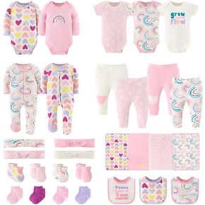 The Peanutshell Baby Layette Set for Girls, New Born Baby Essentials Must Haves, New Baby Girl Gifts 0-3 Months, 30 Pieces