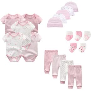 JELYLOVE Unisex Baby Boy Girl Layette Sets Bodysuits Pants And Accessories 19 Packs Comfort Infant Outfit New Born Essentials