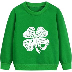 DDSOL Toddler Boy Girl St Patricks Day Shirts Clover Shamrock Long Sleeve Irish Green Sweatshirt Tops for Kids 2-7 Years