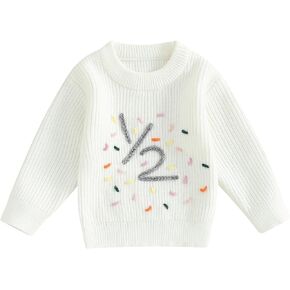 Infant Baby Girl Knit Sweater Half Birthday Outfit Baby Girl Cute 1/2 Birthday Outfit Fall Winter Warm Clothes