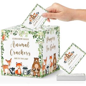 Yuzioey Woodland Diaper Raffle Tickets and Baby Advice, Woodland Forest Baby Shower Diaper Raffle Game Box Tickets, Diaper Raffle Tickets for Woodland Gender Neutral Baby Shower
