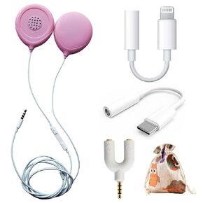 Prnaiev Pregnancy Headphones for Belly,Belly Headphones for Pregnant Women,Safely Play Music to Your Baby in The Womb，with Apple and Android Adapter Cable,Good Sound Quality,Easy to Operate,Pink