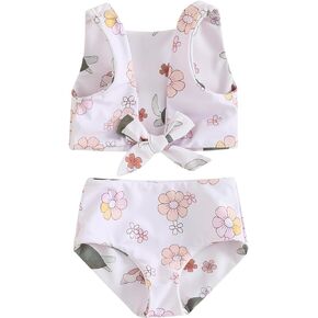 Dcohmch Toddler Girl Swimsuit 2t 3t 4t Pattern Floral Print Bikini Two Piece Bathing Suits Baby Girls Swimwear