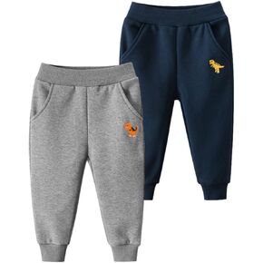 GFQLONG Toddler Boys 3 Pack Cotton Active Jogger Pants,Kids Cartoon Sweatpants Casual Lounging Bottoms